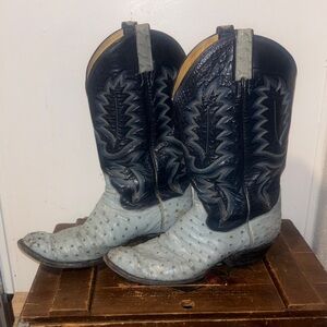 Panhandle Slim Black and Gray Cowboy Boots